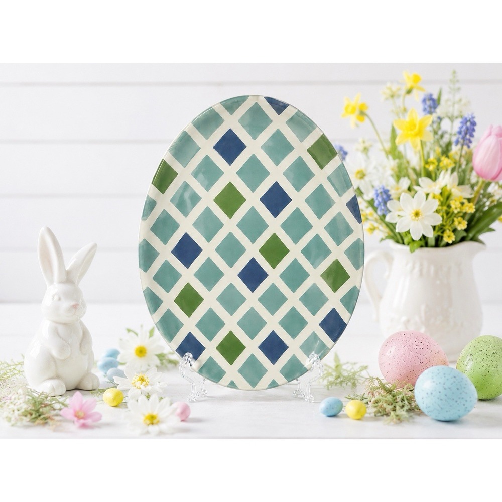 NEW Certified International Easter Morning Oval Egg Shaped Earthen Ware